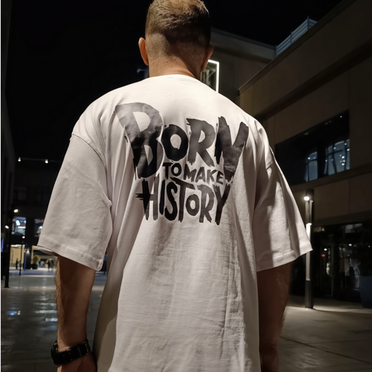 Nuvair Oversized Born To Make History Tee – White | Unisex