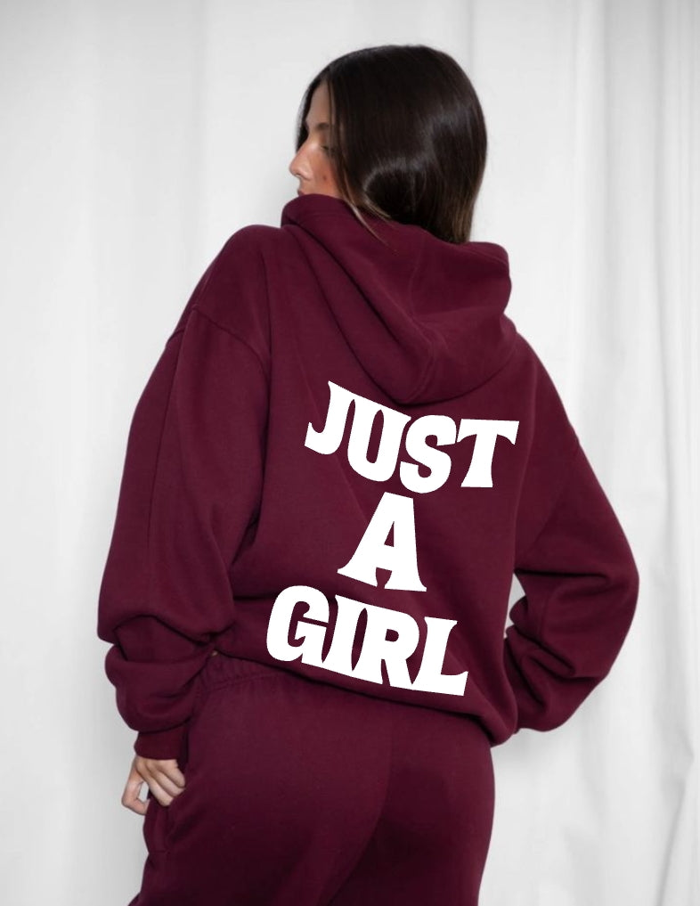 Burgundy Just A Girl Hoodie