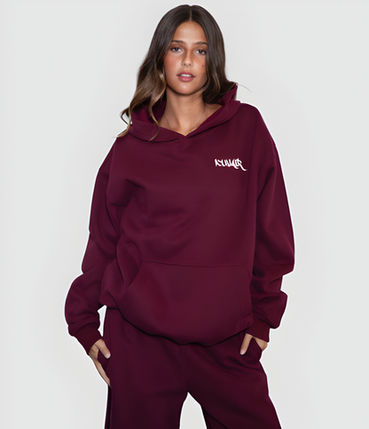 Dark Cherry Nuvair Basic Oversized Hoodie