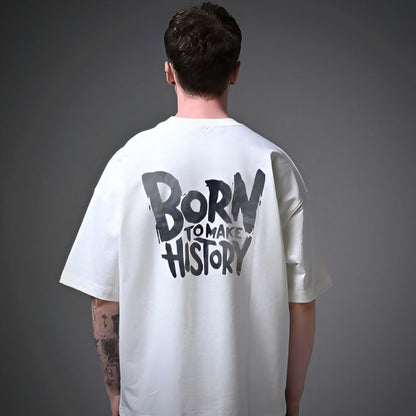 Nuvair Oversized Born To Make History Tee – White | Unisex