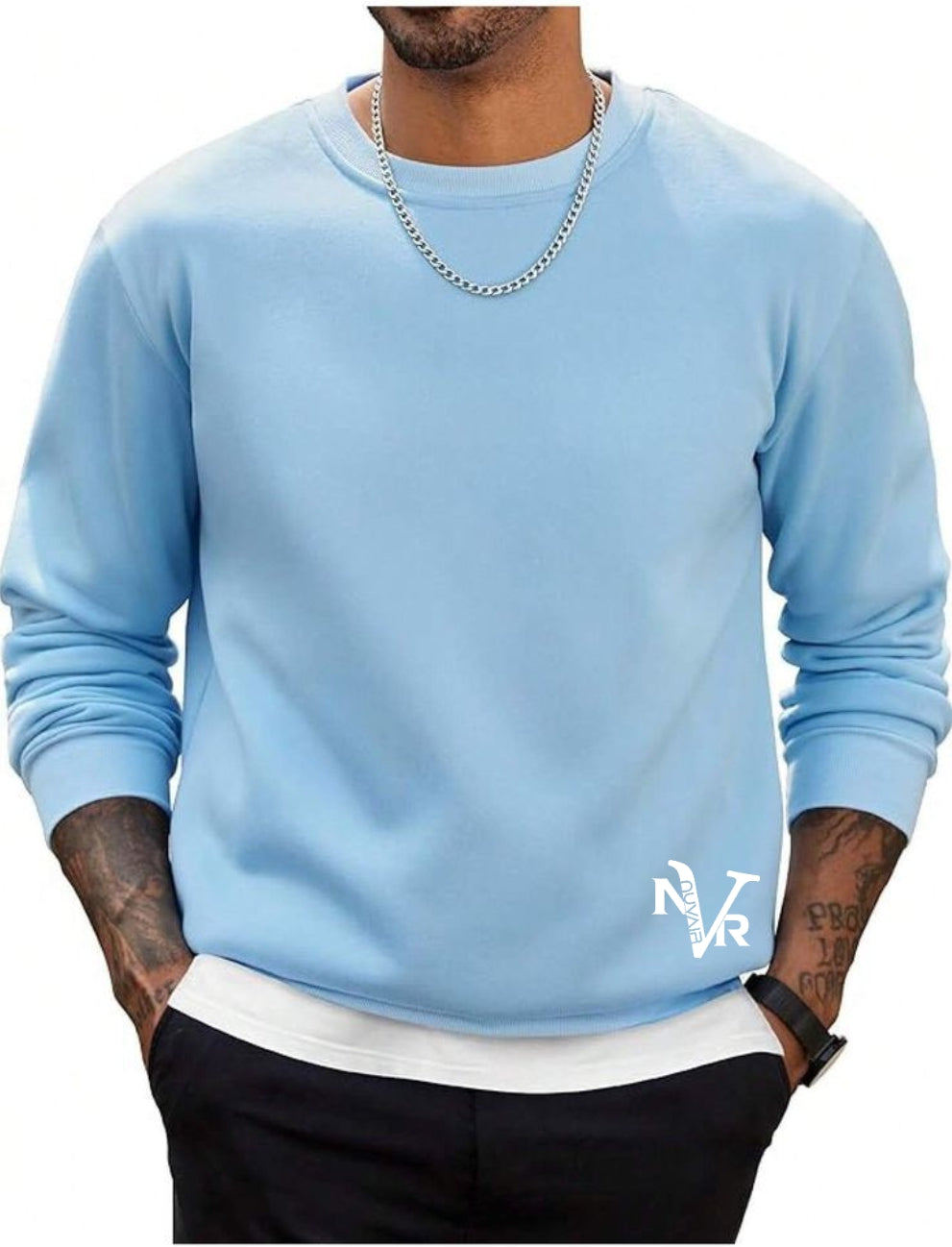 Basic nuvair Baby Blue Crew Neck Oversized