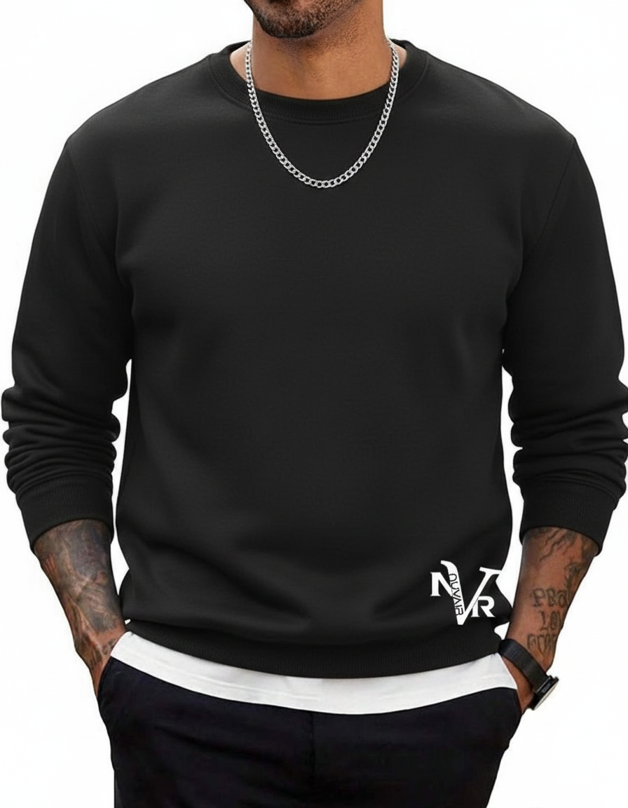 Basic nuvair Black Crew Neck Oversized