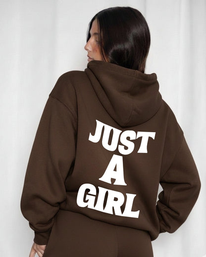 Just A Girl Brown Oversized Hoodie