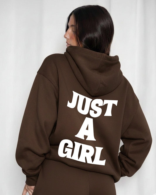 Just A Girl Brown Oversized Hoodie